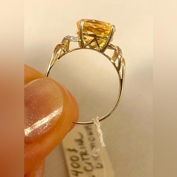 Elegant 14 K Gold Ring ๐ Citrine & Diamonds ๐ Women's Ring - Picture 3 of 6